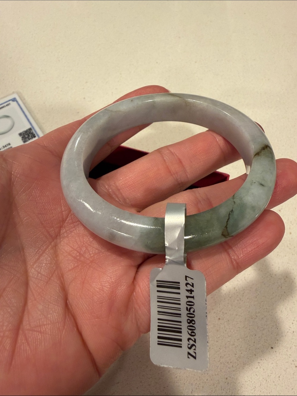 Women jadeite Bangle Bracelet - Green and White